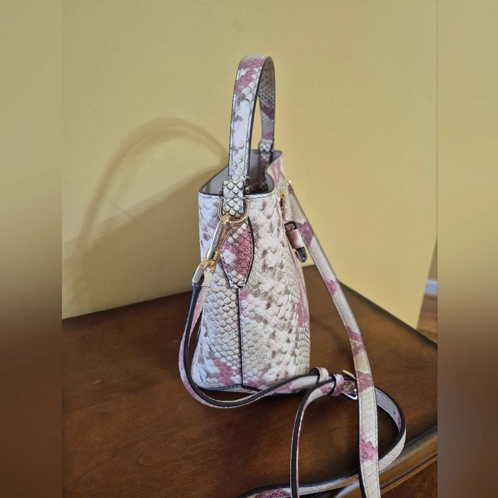 Kate Spade Eva Pink Multicolored Snake Embossed Cow Leather Bucket Bag